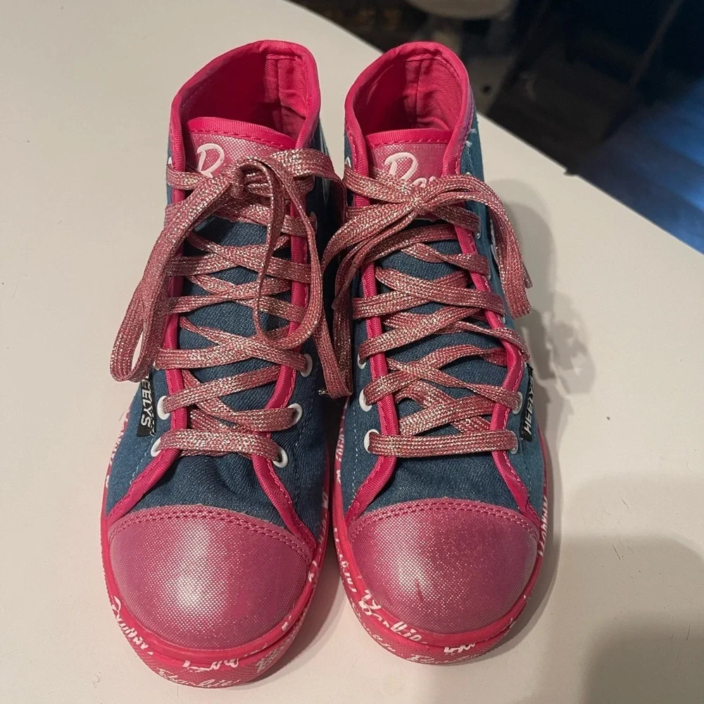 Heelys x Barbie Hustle High Top Denim Pink Roller Shoes - Youth Size 3